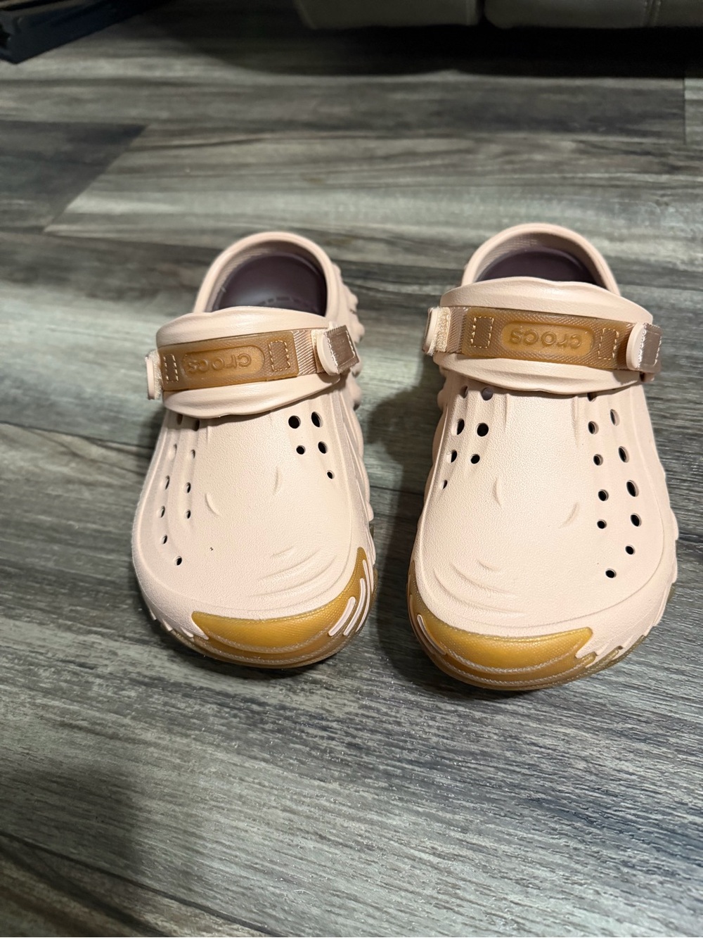 CROCS Echo Gum Bottom Clog in Blush Pink with Tan Accents